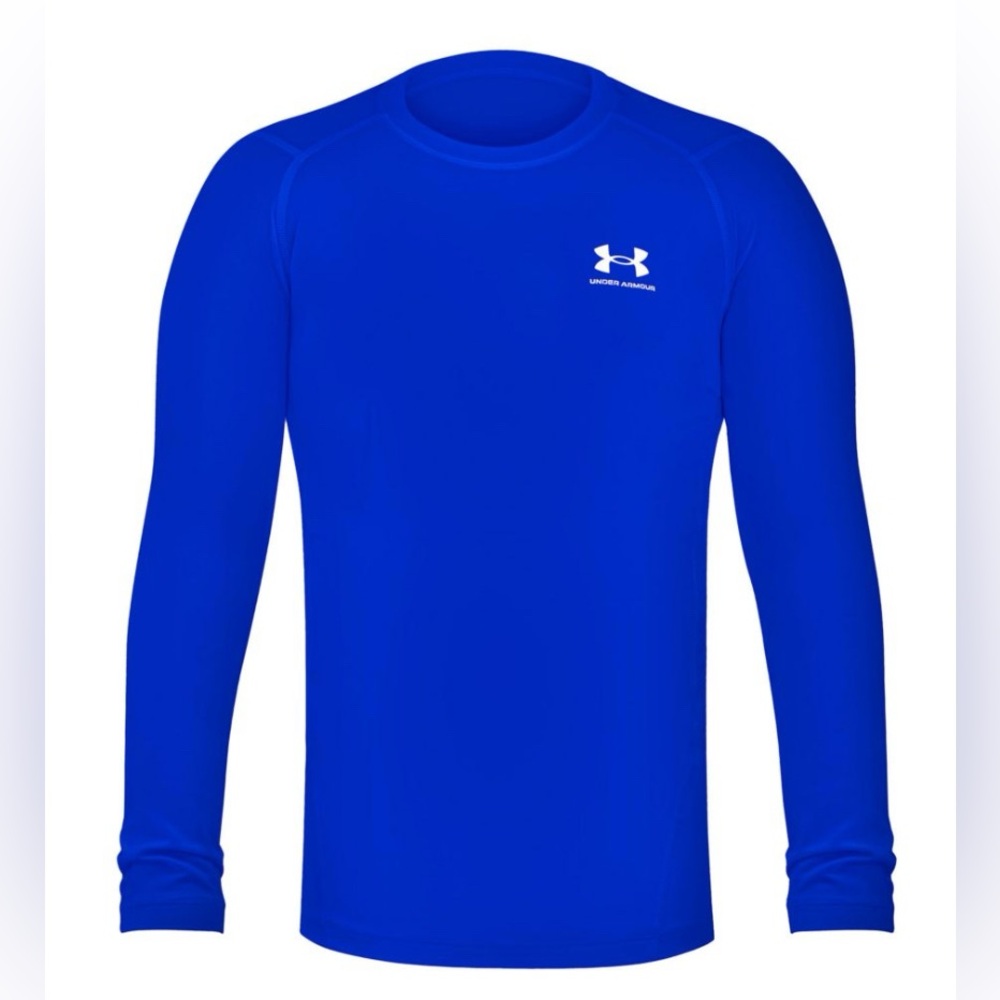 Under Armour Boys YXL HeatGear Long Sleeve Royal Blue Form Fitted Shirt NWT